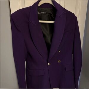Zara Rich Purple Blazer with Gold Buttons